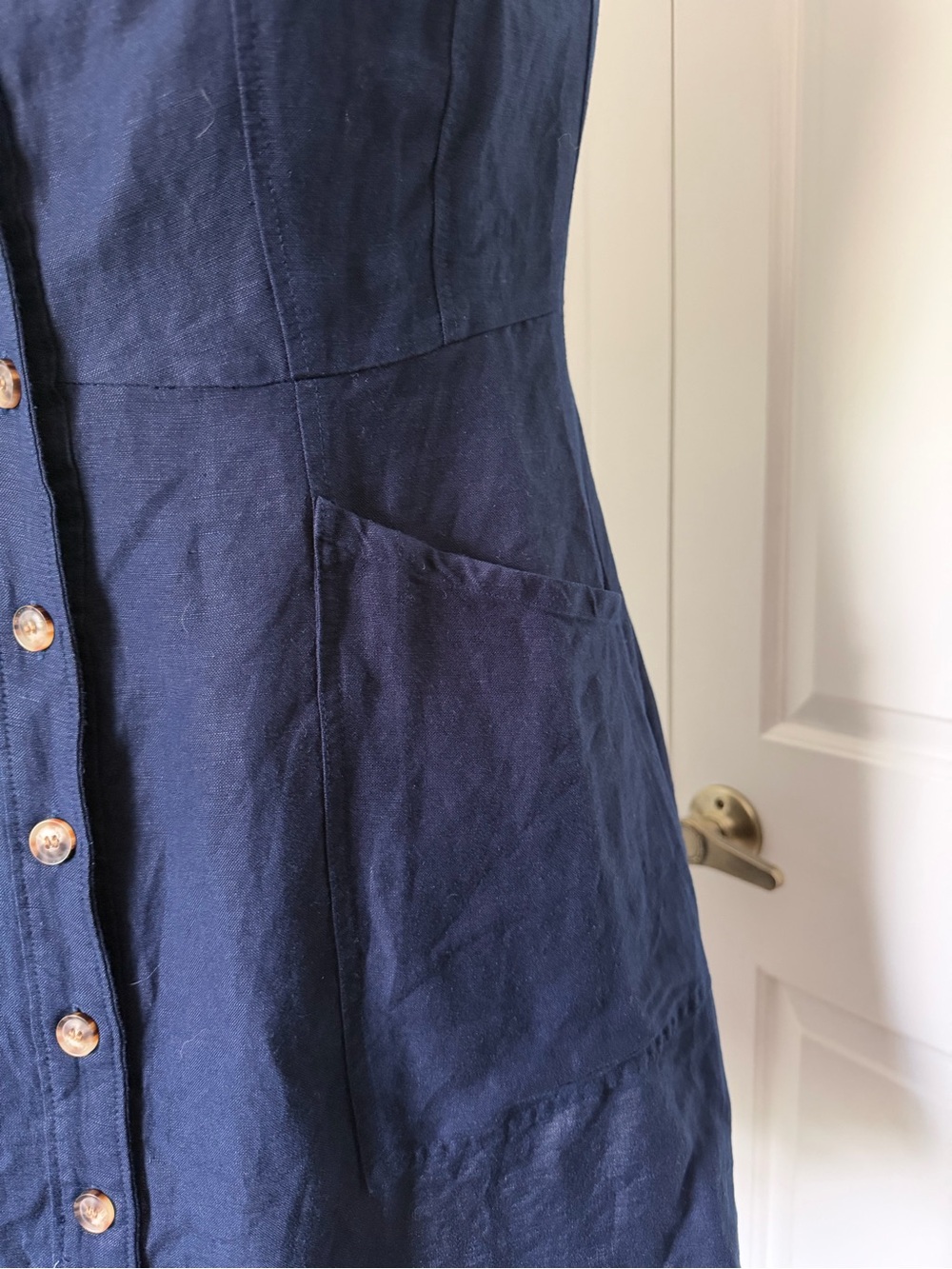 NWT LOFT Navy Sleeveless Button-Front Mini Dress 8 - Picture 4 of 8